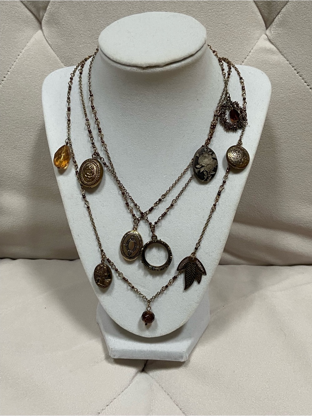 VJ Layered Charm Cameo Necklace for Crafting Jewelry Projects - Tangled